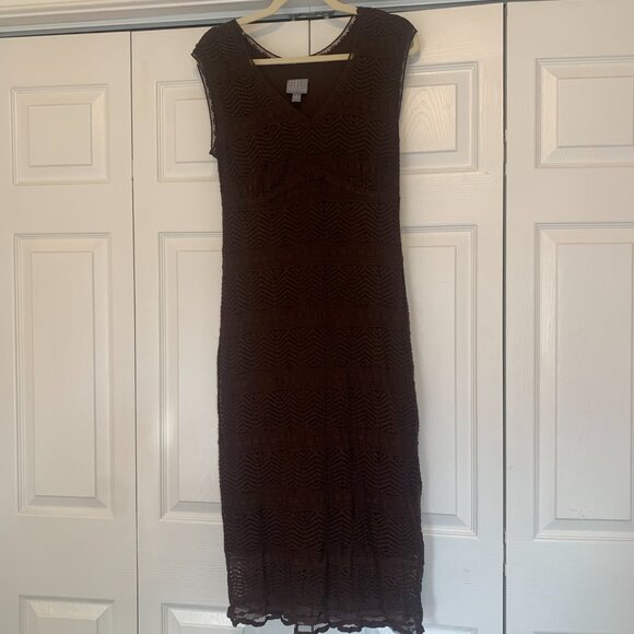 Rabbit Rabbit Rabbit Designs Brown Lace Lined Maxi Dress Size 8 - Picture 7 of 11